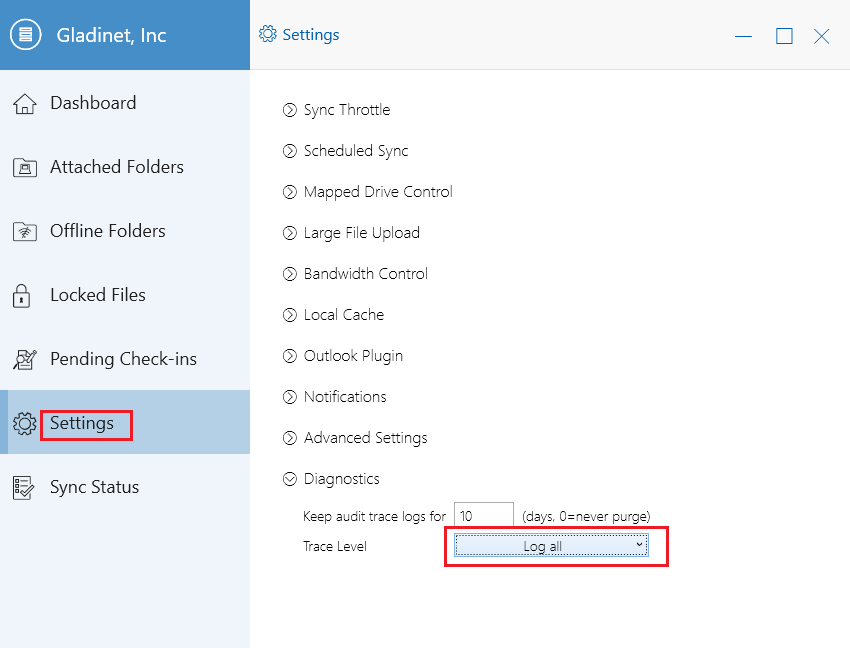 How to enable traces in windows client/server agent? – Gladinet