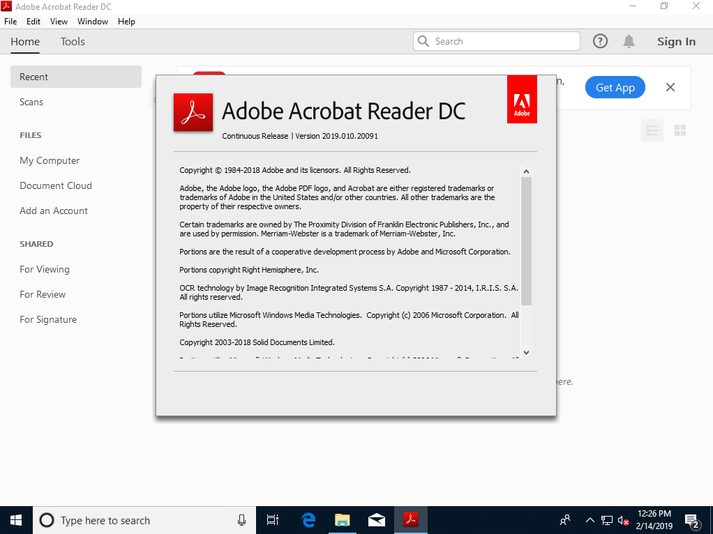 adobe acrobat reader dc insufficient data for an image