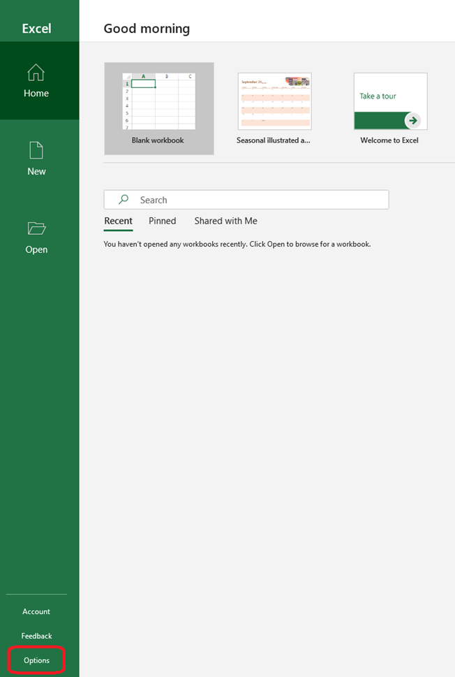 excel 2016 recent documents registry